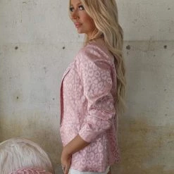 EEISOME Cheyenne Mauve Satin Leopard Blazer