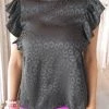 Jodifl Beverly Black Leopard Ruffle Sleeve Top Apparel
