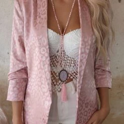 EEISOME Cheyenne Mauve Satin Leopard Blazer