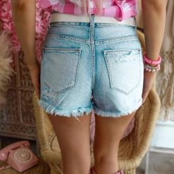 Petra 153 Melody Medium Wash Frayed Hem Shorts Apparel