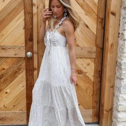 Endless Blu Apparel Lana Ivory And Cocoa Maxi Dress