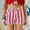 Saints And Hearts Apparel Tanika Red And White Striped Shorts
