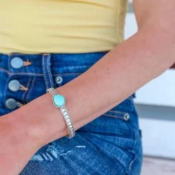 ISAC Celeste Turquoise Cuff With Moon Detail Rhinestone Cowgirl