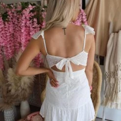 Salt + Pepper Apparel Summer White Eyelet Mini Dress