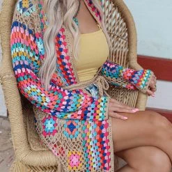 Love Sense Best Sellers Maxine Beige Floral Crochet Cardigan