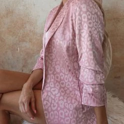EEISOME Cheyenne Mauve Satin Leopard Blazer