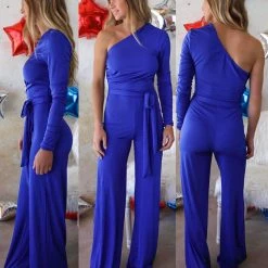Cameo Alexis Royal Blue One Shoulder Jumpsuit
