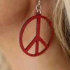 Green Tree Cherry Red Wood Peace Earrings