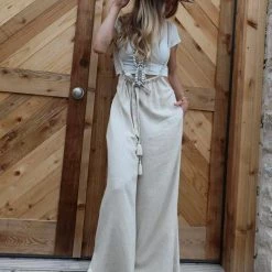 Mazik Taylor Oatmeal Linen Jumpsuit Apparel