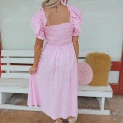 Bibi Kiana Blush Ruffle Sleeve Maxi Dress Apparel