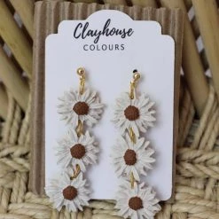 Clay House Colours Spring Brunch Collection Sulien 3 Tiered Daisy Clay Earrings