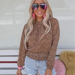 And The Why Ava Leopard Smocked Top Best Sellers