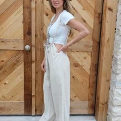 Mazik Taylor Oatmeal Linen Jumpsuit Apparel