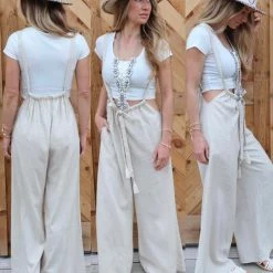 Mazik Taylor Oatmeal Linen Jumpsuit Apparel