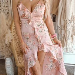 Dress Forum Shannon Blush Floral Split Leg Maxi Dress Apparel