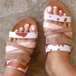 Footwear Very G Ginger Cream Brown Multi Strap Sandal