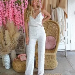 Daphnelo Josie White Lace Jumpsuit Apparel