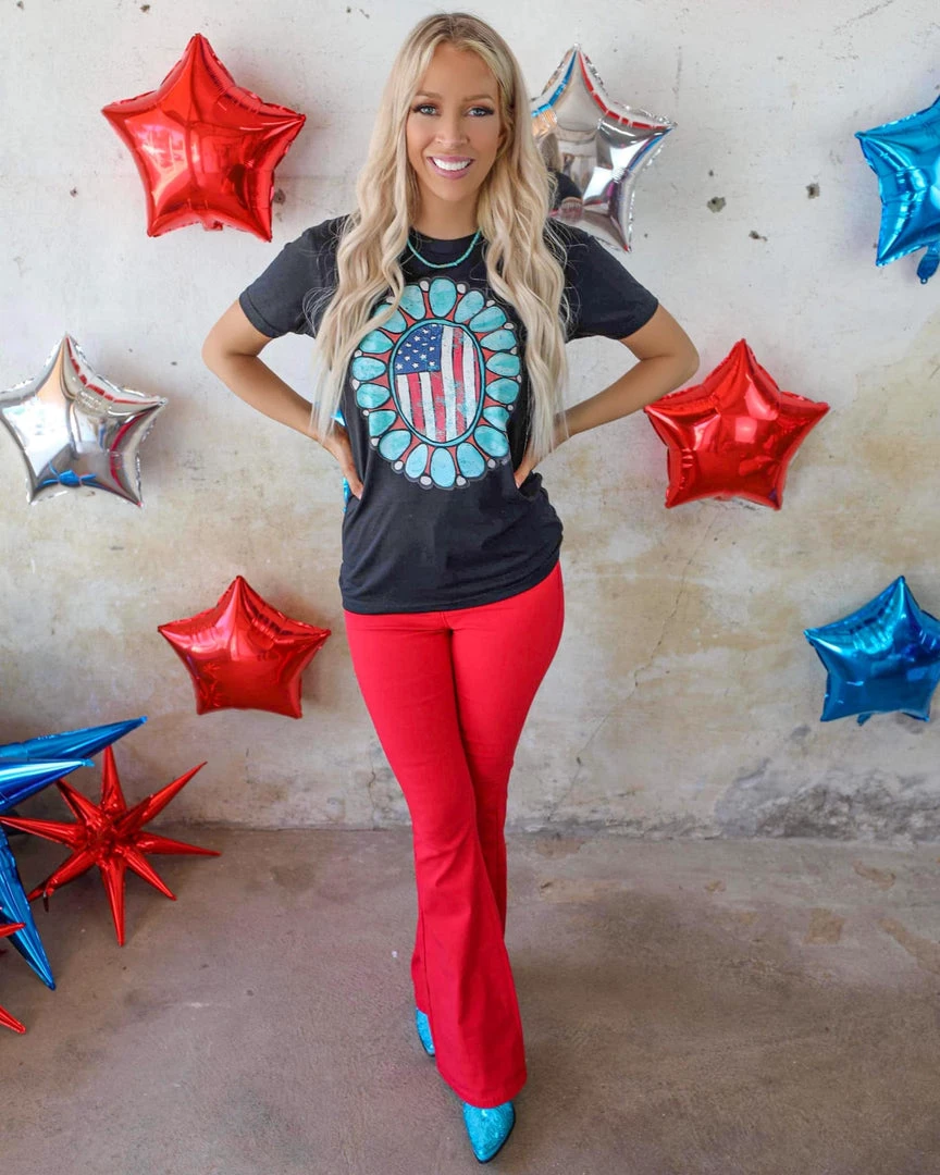 Next Level Apparel Lianna Black Flag Concho Graphic Tee