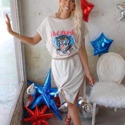 Zutter Khaki "Dreamer Wild And Free" Graphic T-Shirt Dress