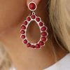 Tipi Americana Cierra Red Stone Teardrop Earrings