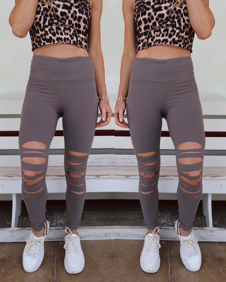 Rae Mode Smoky Grey Laser Cut Leggings