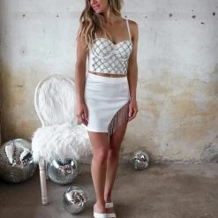 Hearts Rob White Satin And Rhinestone Skirt Apparel