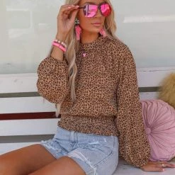 And The Why Ava Leopard Smocked Top Best Sellers