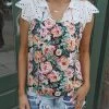 ANDREE BY UNIT Black Floral And Crochet Top Apparel