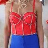 Lydia Felicia Red Rhinestone Bustier