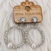 Pink Panache PP Pave And Pearl Circle Earrings Bridal