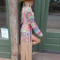 Love Sense Best Sellers Maxine Beige Floral Crochet Cardigan