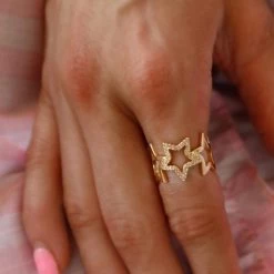 Savvy Bling Gold Hollow Star Ring Americana