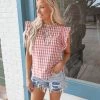 Jodiful Kayleigh Mauve Gingham Ruffle Tank