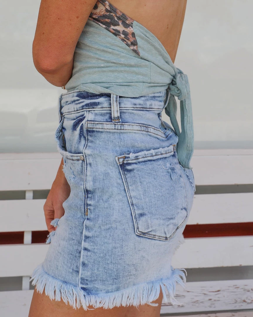 Risen Apparel Sheena Light Stone Wash Shorts