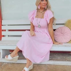 Bibi Kiana Blush Ruffle Sleeve Maxi Dress Apparel