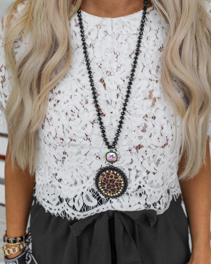 The Lace Cactus Leopard And Rhinestone Pendant Necklace
