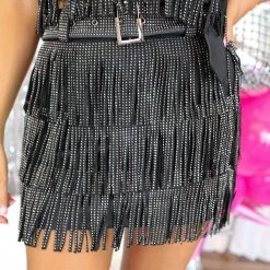 Nylon Apparel The Lynn- Black Metallic Fringe Set