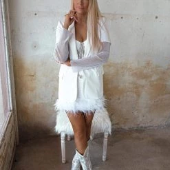 No1 White Rhinestone Sleeve Blazer