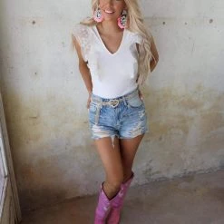 Flying Tomato Ivory Bodysuit With Ruffled Sleeves Apparel