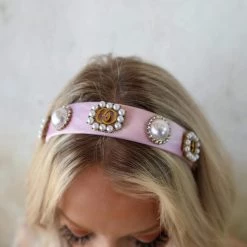 The Lace Cactus Pink Pearl And Rhinestone Headband