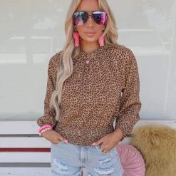 And The Why Ava Leopard Smocked Top Best Sellers