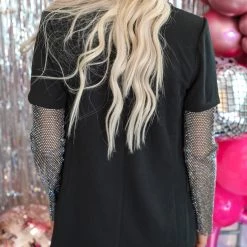 NO1 Black Rhinestone Sleeve Blazer Apparel