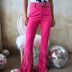 Nylon Jemma Hot Pink Rhinestone Fringe Bells Apparel