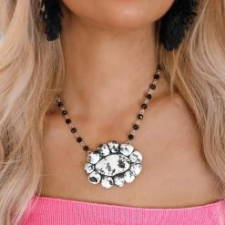 Nomadic Brunette Kelsey's Faves Lina Black And White Clay Concho Necklace