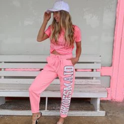 Apparel Judith March Neon Pink "Bridesmaid" Sweatpants