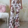 Jade By Jane Apparel Mocha Cow Print Bell Bottoms