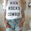 Lotus Fashion White "Kick Rocks Cowboy" Graphic Tee