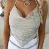 Blue Buttercup Sloane Off White Sequin Halter Top