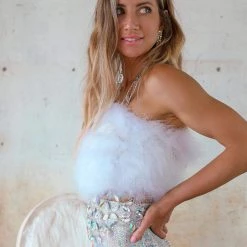 Black One Size Silver Rhinestone Halter Top