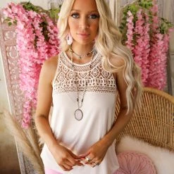 Wanna B New Cayman Cream Crochet Tank Top